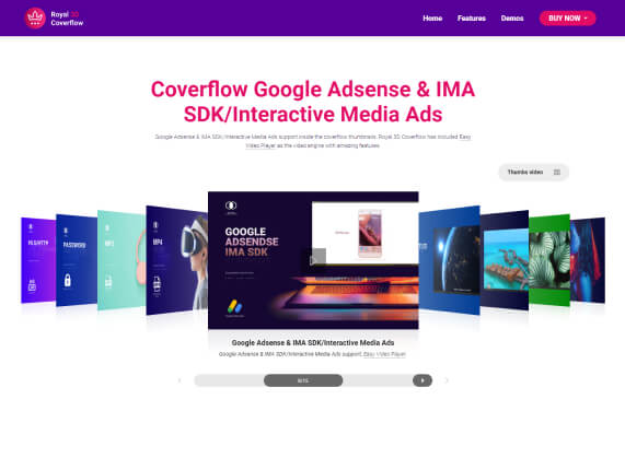 Coverflow Google Adsense & IMA SDK/Interactive Media Ads